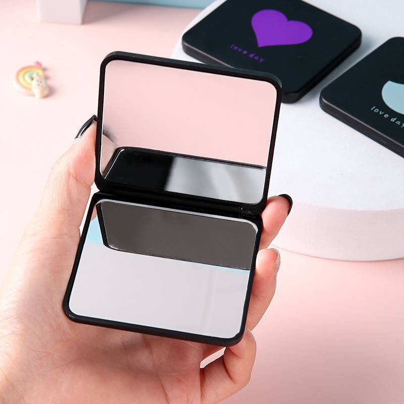 DOUBLE-SIDED PORTABLE 2-FACED SQUARE COSMETICS MIRROR (TRUE SKIN DISPLAY)