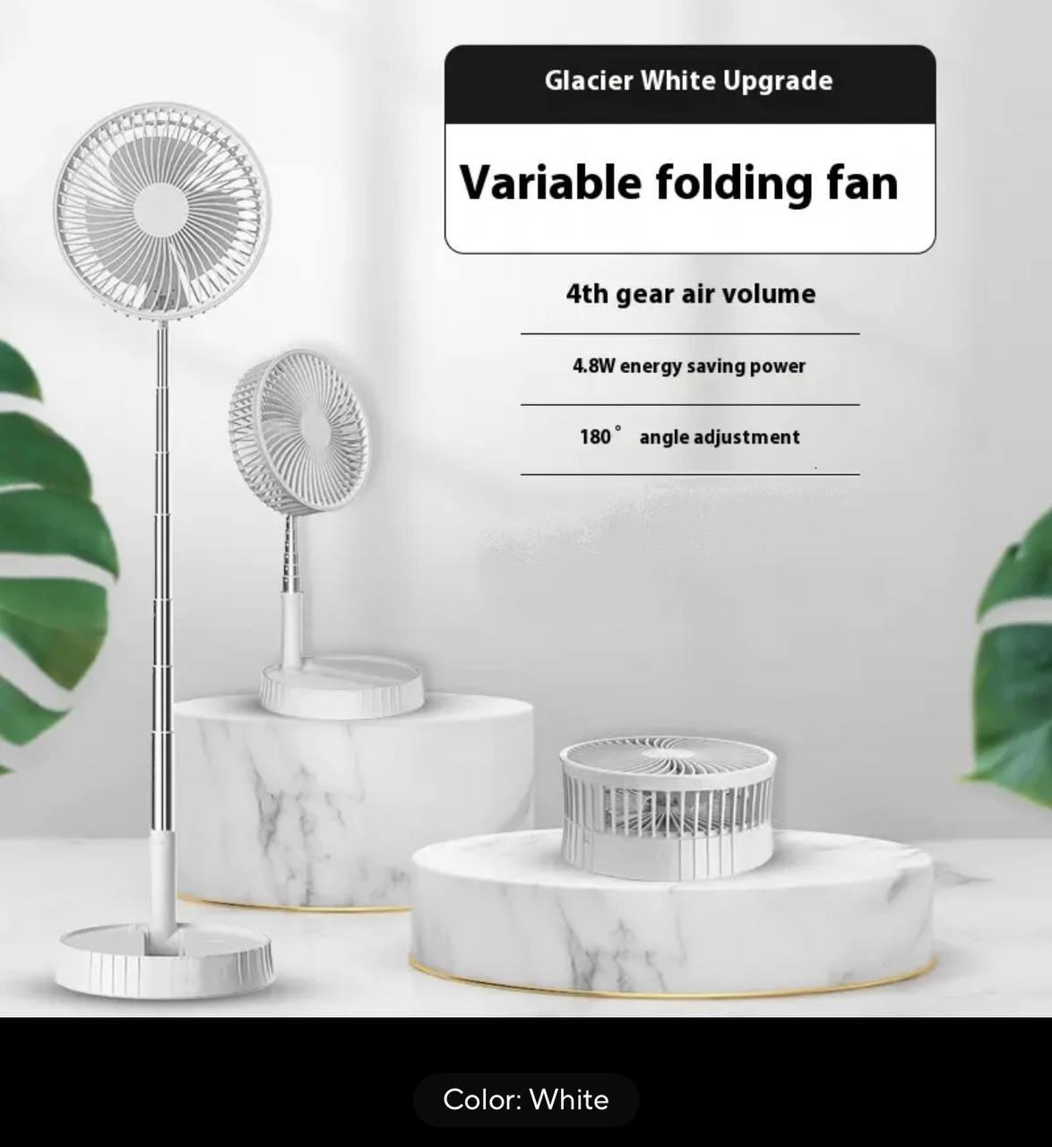 RETRACTABLE SPEEDY BLADES RECHARGEABLE TABLETOP FAN - TELESCOPIC FOLDING FAN