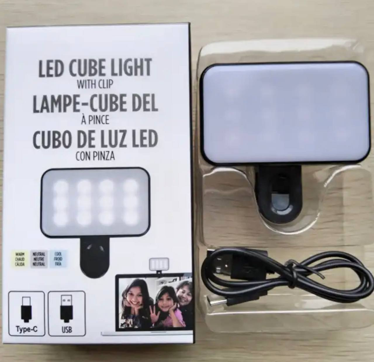 PORTABLE MULTIFUNCTIONAL RECHARGEABLE (CLIP-ON LED CUBE LIGHT) FOR SELFIE/LIVE PHONE/LAPTOP & TABLET MEETING