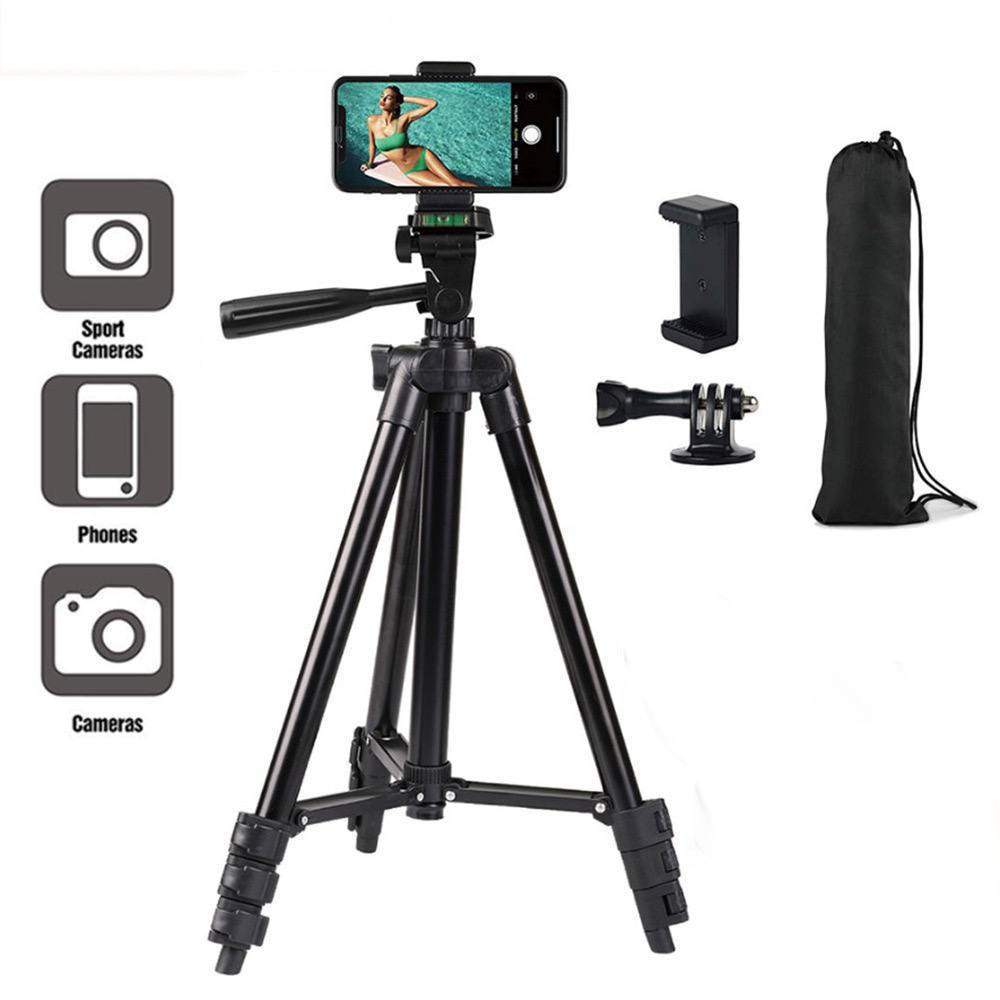 125CM STRONG IRON ADJUSTABLE HEIGHT PORTABLE UNIVERSAL SELF LEVELING CAMERA/PHONE TRIPOD STAND & HOLDER
