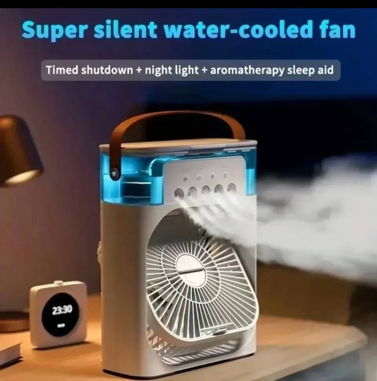 MINI AIR CONDITIONING RECHARGEABLE FAN WTH COLOUR CHANGING LED LIGHT