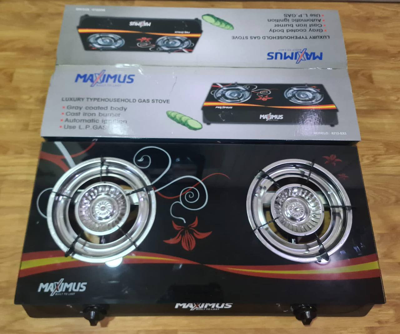 MAXIMUS 2-FACED HIGH POWER TABLETOP SELF IGNITION GLASS GAS COOKER (MODEL JV1129)