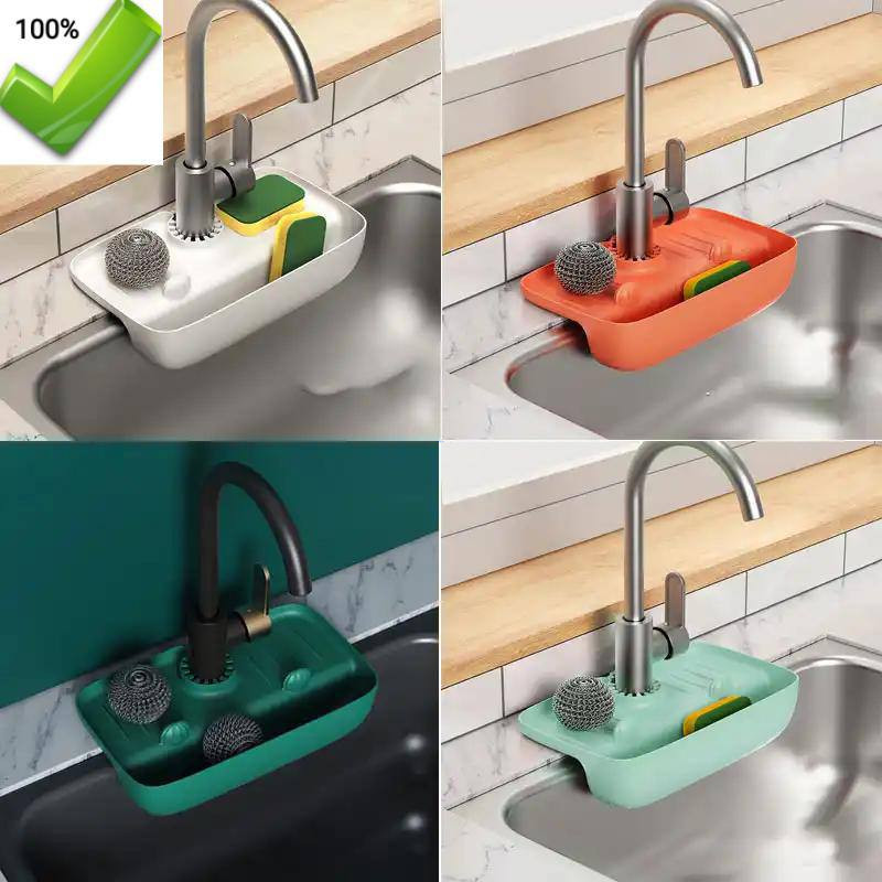 HOUSEHOLD MULTIPURPOSE  THICK SILICON FAUCET SINK DRAIN/STORAGE RACK  (COLOUR: Dark Green, Light Green, White & Orange AVAILABLE)