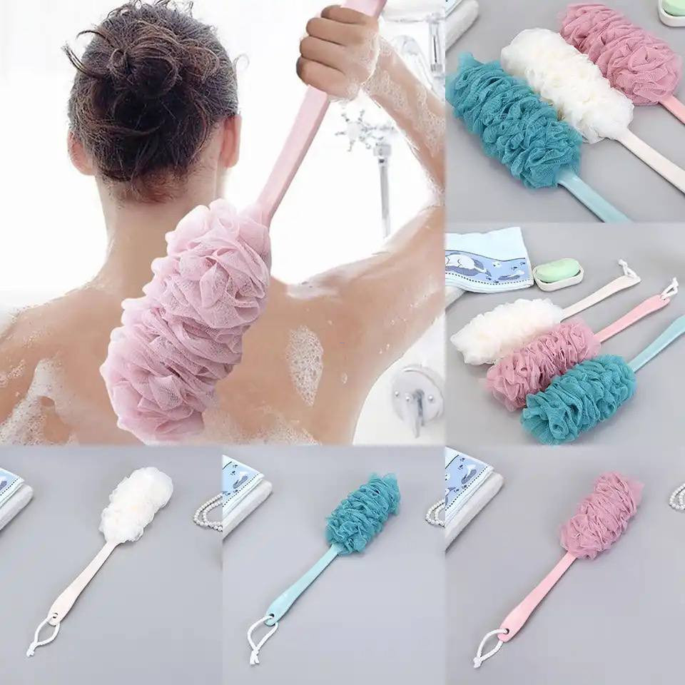 LUXURIOUS NYLON MESH LONG HANDLE SCRUBBING & EXFOLIATING ADULT SPONGE