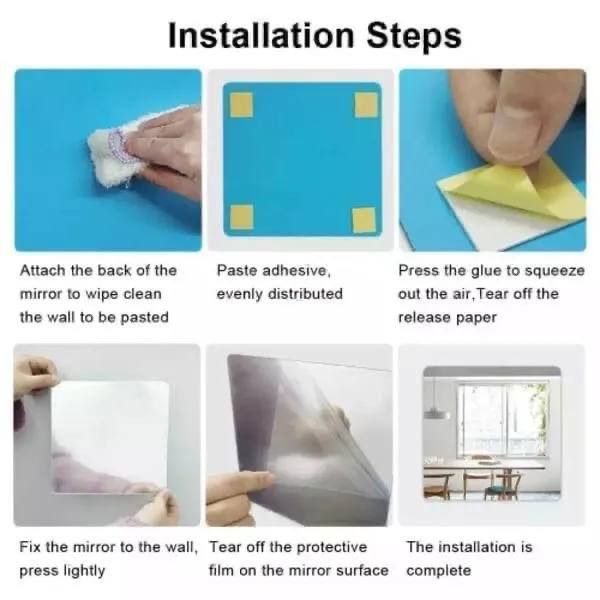 WATERPROOF BATHROOM SELF-ADHESIVE REMOVABLE TILE STICKET/HOME DECOR CUBIC ACRYLIC MIRROR - (30CM by 30CM)